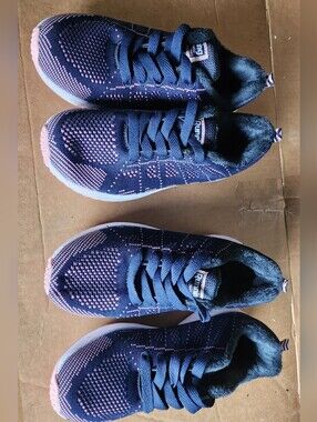 Running Shoes  Navy and Pink Knit Sneakers - Comfortable Lace-Up Shoes